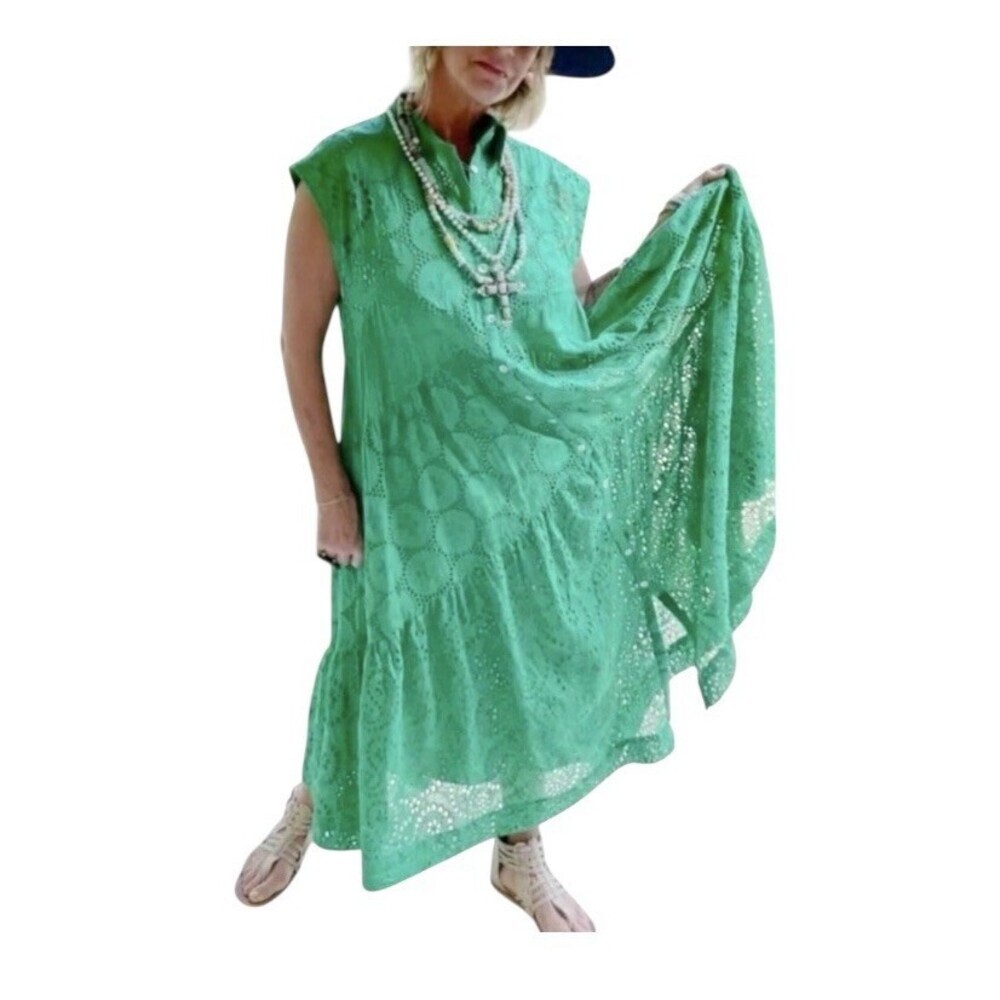 Jaded Gypsy New Beginnings Dress Small/Med Kelly Green Eyelet Sleeveless NWOT